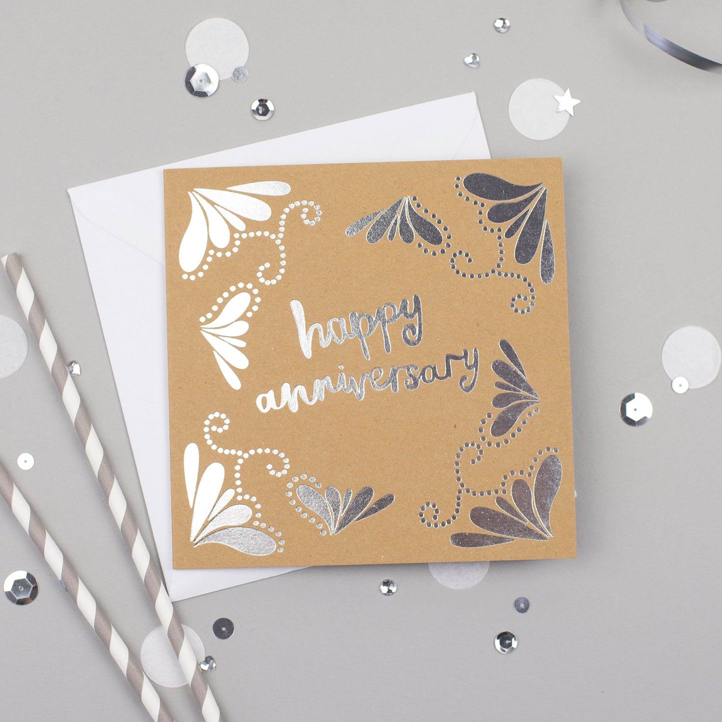 Happy Anniversary Silver Foil Card