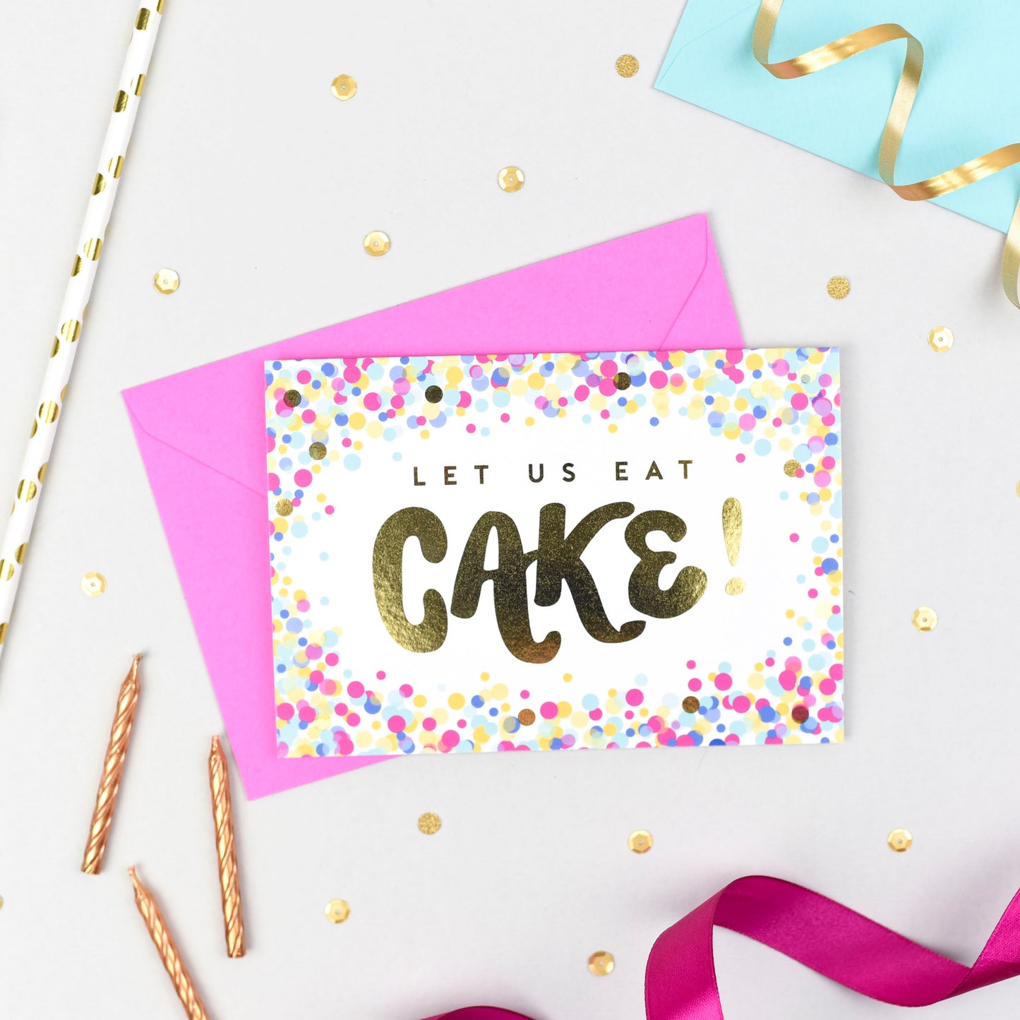 Let Us Eat Cake! Gold Foil Card