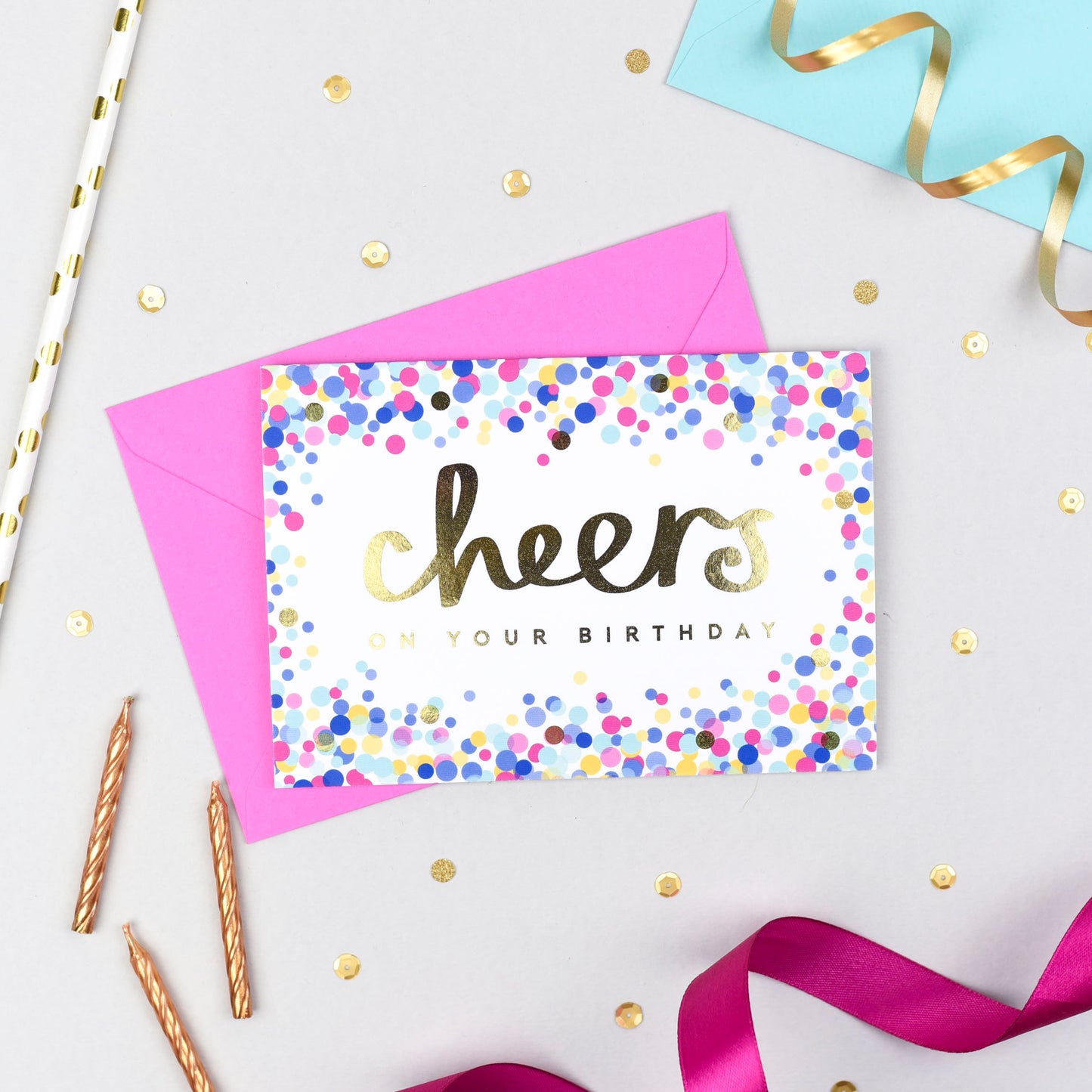 Cheers on your Birthday! Gold Foil Card