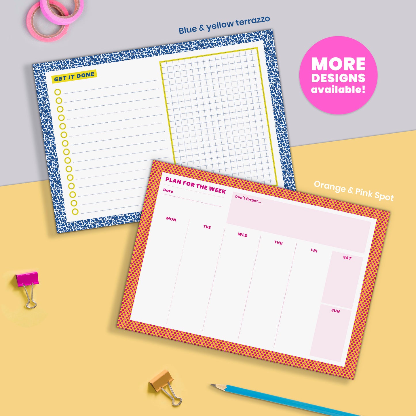 A5 Weekly Monochrome Stripe Planner | 50 Tear Off Pages