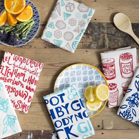 Floral Navy Tea Towel