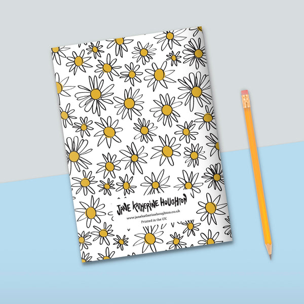Grey Daisies Notebook | Plain Pages