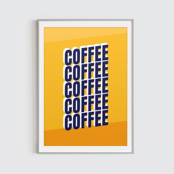 Coffee Coffee Coffee Repeat Retro Print