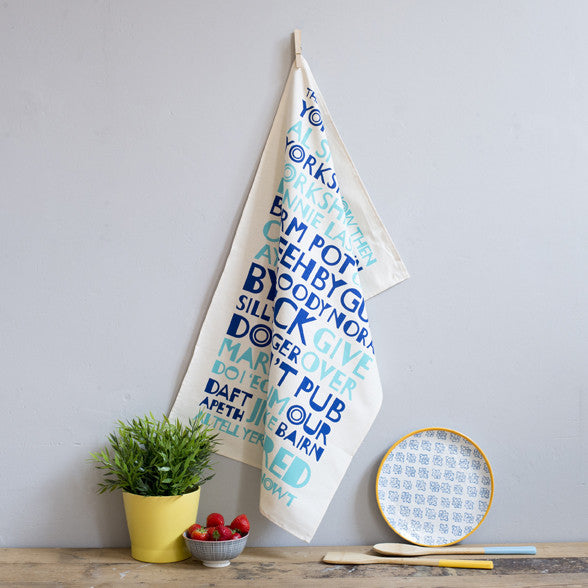 Yorkshire Navy & Aqua Tea Towel