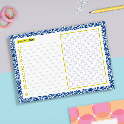 Wholesale Terrazzo Blue and Yellow Desk Pad 50 Tear Off Pages