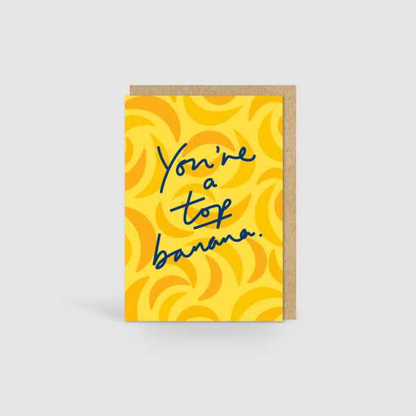 Top Banana Card | Retro Yellow Fun Repeat Pattern