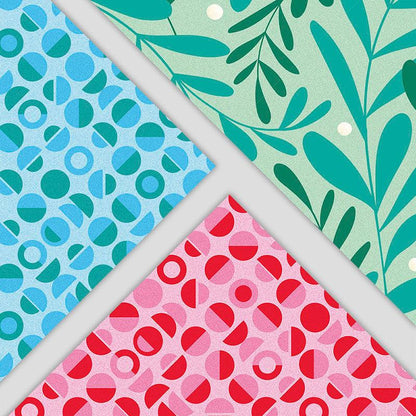 Festive Green & Blue Geometric Patterned Wrapping Paper