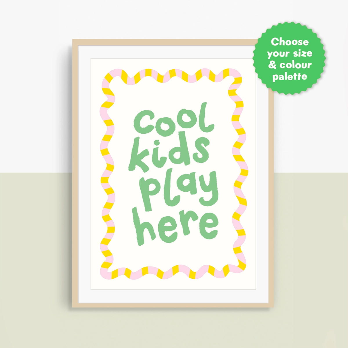 Cool Kids Play Here Personalised Print | Red Lettering