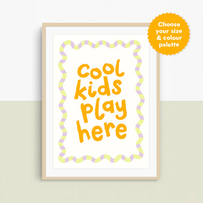 Cool Kids Play Here Personalised Print | Red Lettering