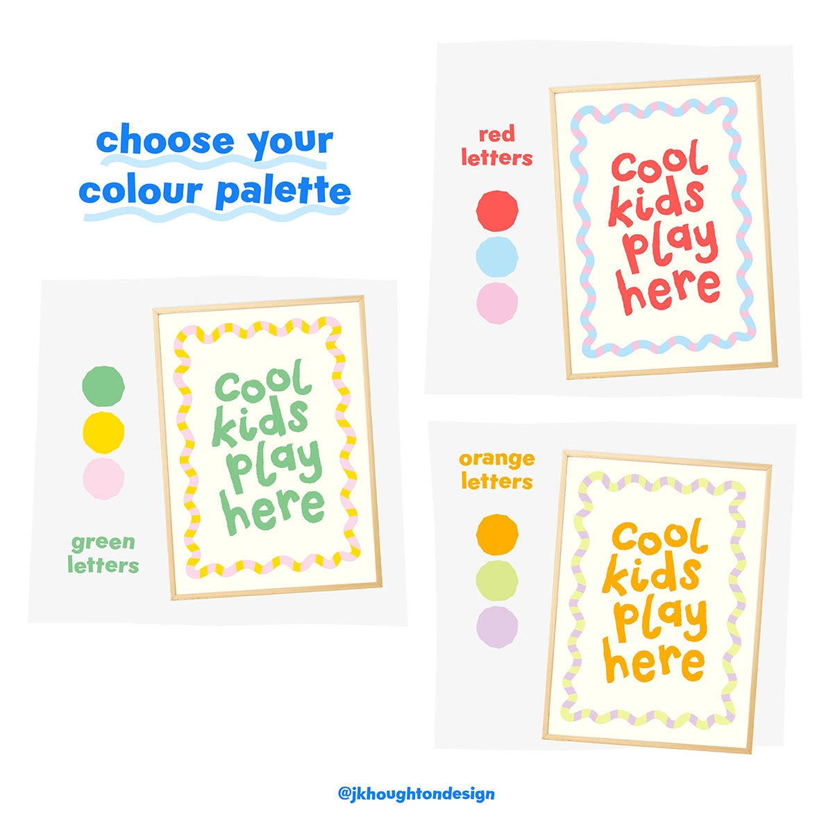 Cool Kids Play Here Personalised Print | Red Lettering