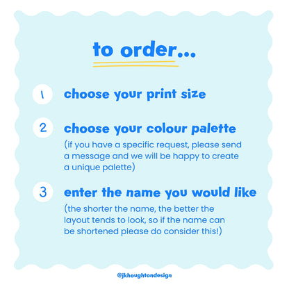 Warm & Sunny Abstract Personalised Children's Name Print
