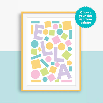 Warm & Sunny Abstract Personalised Children's Name Print