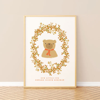 Our Little Cub Personalised Childrens Art Print