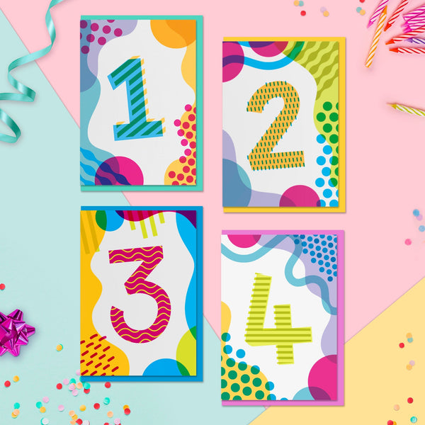Age 3 Colourful Geometric Pattern Kids Birthday Card