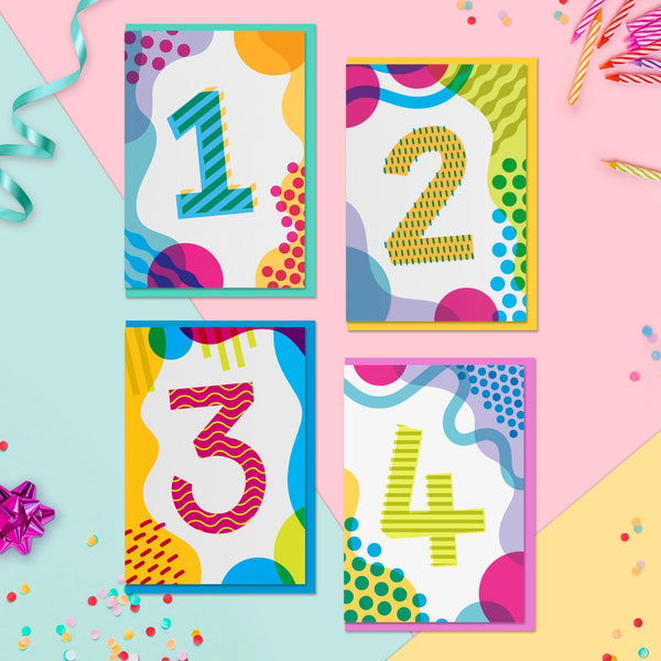 Age 4 Colourful Geometric Pattern Kids Birthday Card