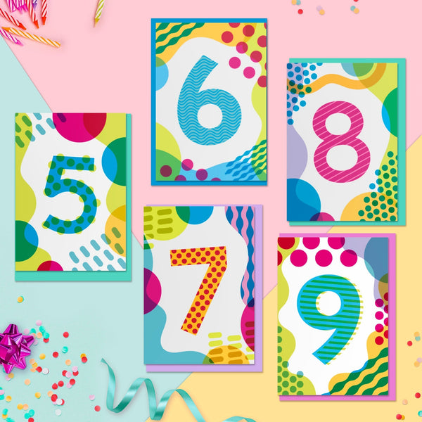 Age 8 Colourful Geometric Pattern Kids Birthday Card