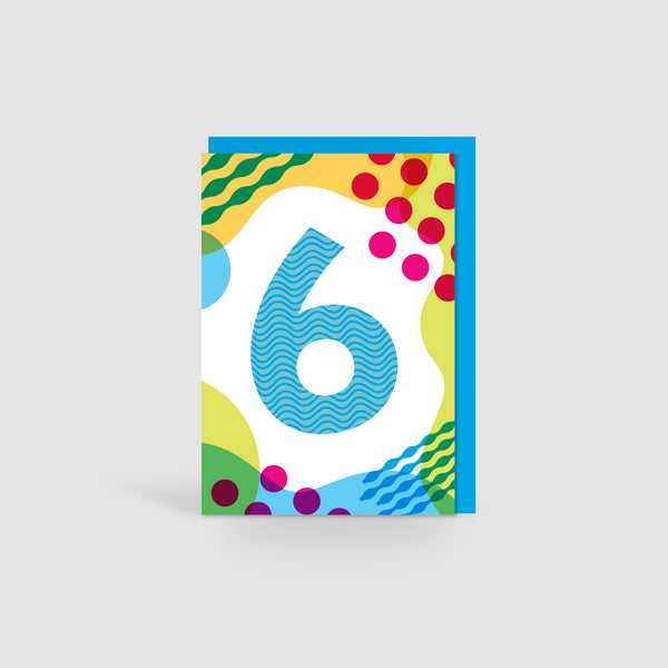Age 6 Colourful Geometric Pattern Kids Birthday Card