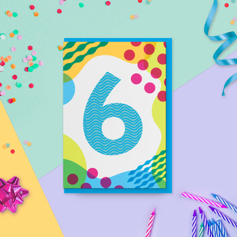 Age 6 Colourful Geometric Pattern Kids Birthday Card