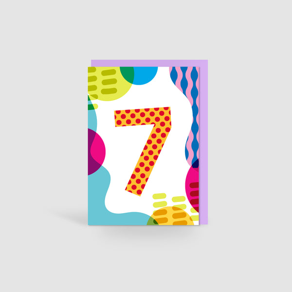 Age 7 Colourful Geometric Pattern Kids Birthday Card