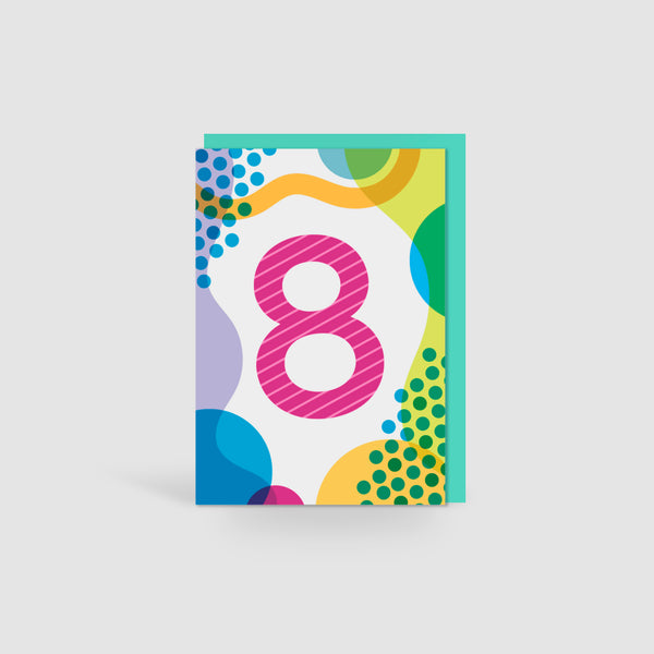 Age 8 Colourful Geometric Pattern Kids Birthday Card