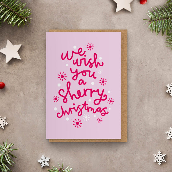 Sherry Christmas Candy Cane Red, Pink & White Christmas Card