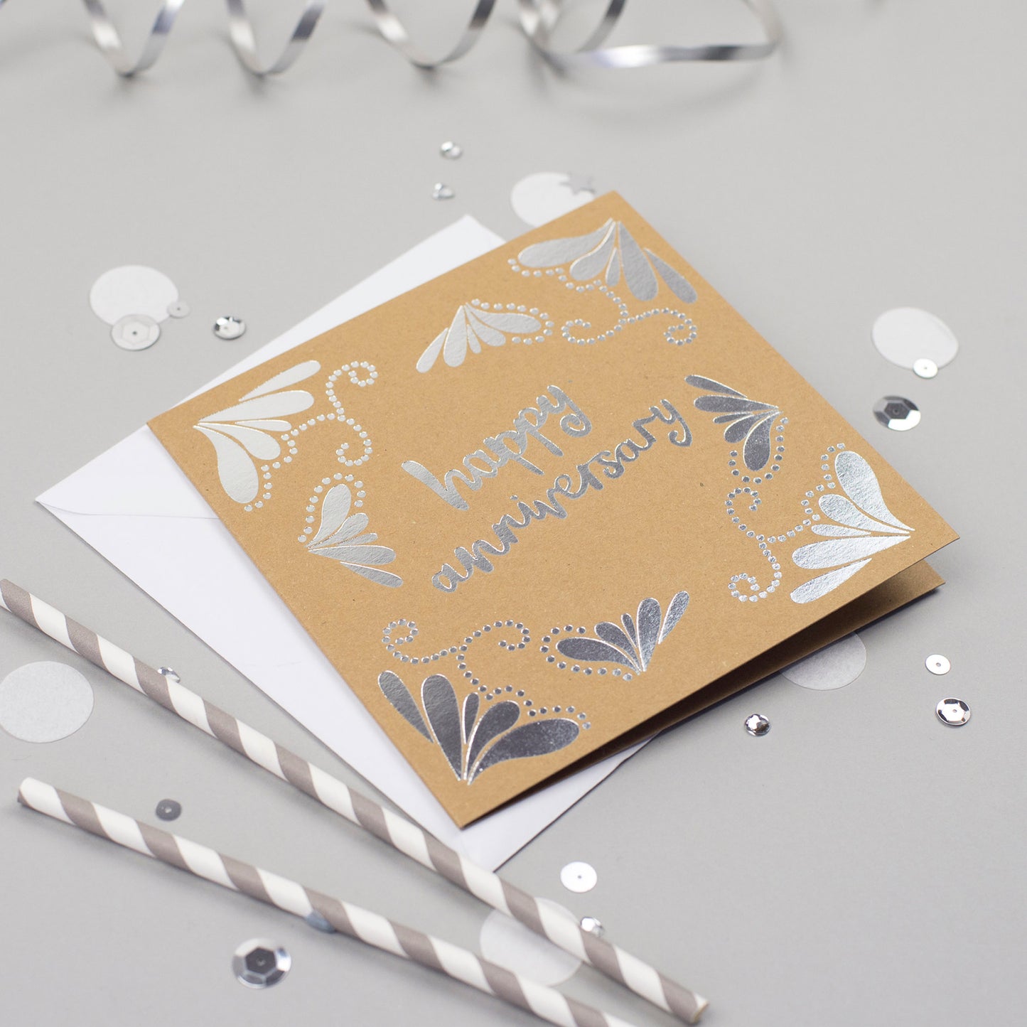 Happy Anniversary Silver Foil Card