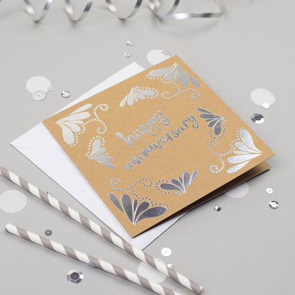 Happy Anniversary Silver Foil Card