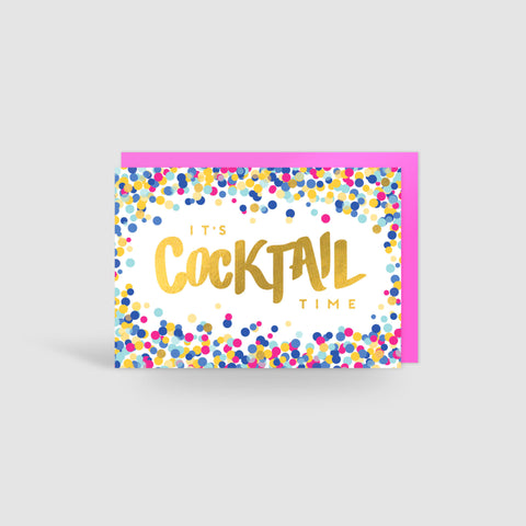It's Cocktail Time! Gold Foil Card