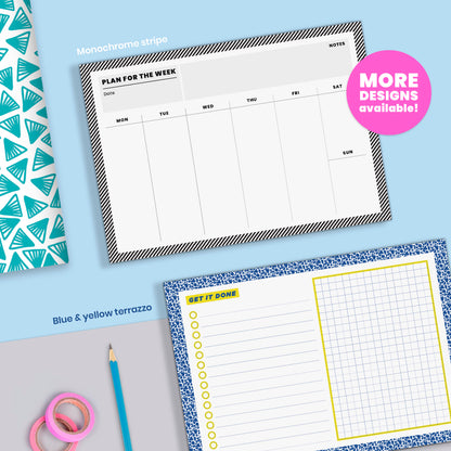 A5 Weekly Pink & Orange Spots Planner | 50 Tear Off Pages