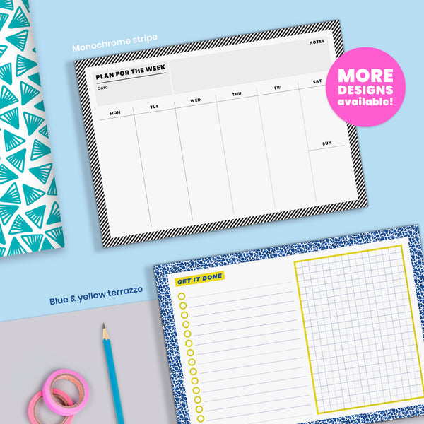 A5 Weekly Pink & Orange Spots Planner | 50 Tear Off Pages