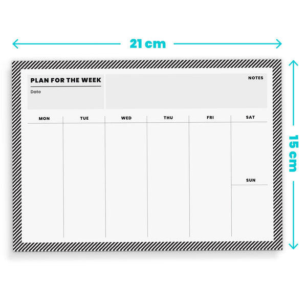 A5 Weekly Monochrome Stripe Planner | 50 Tear Off Pages