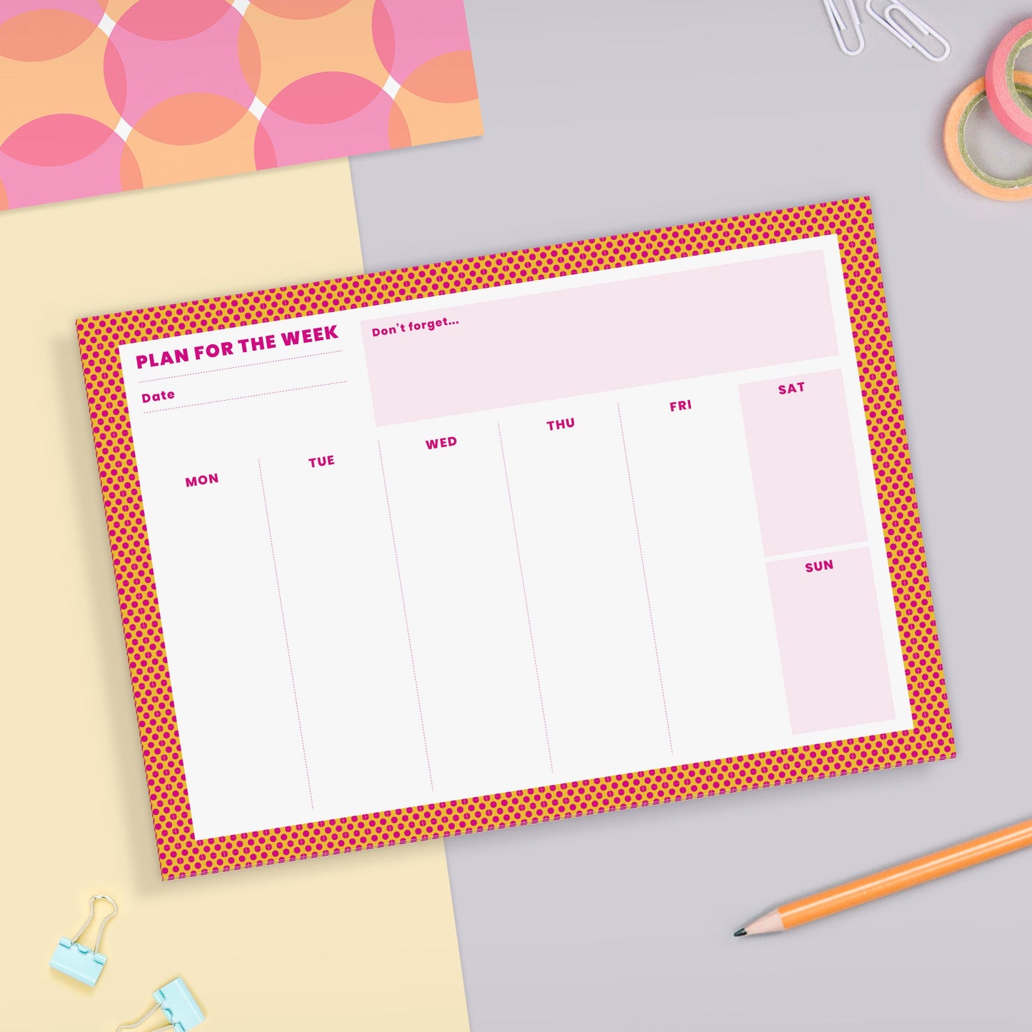 A5 Weekly Monochrome Stripe Planner | 50 Tear Off Pages