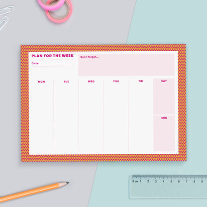 A5 Weekly Pink & Orange Spots Planner | 50 Tear Off Pages