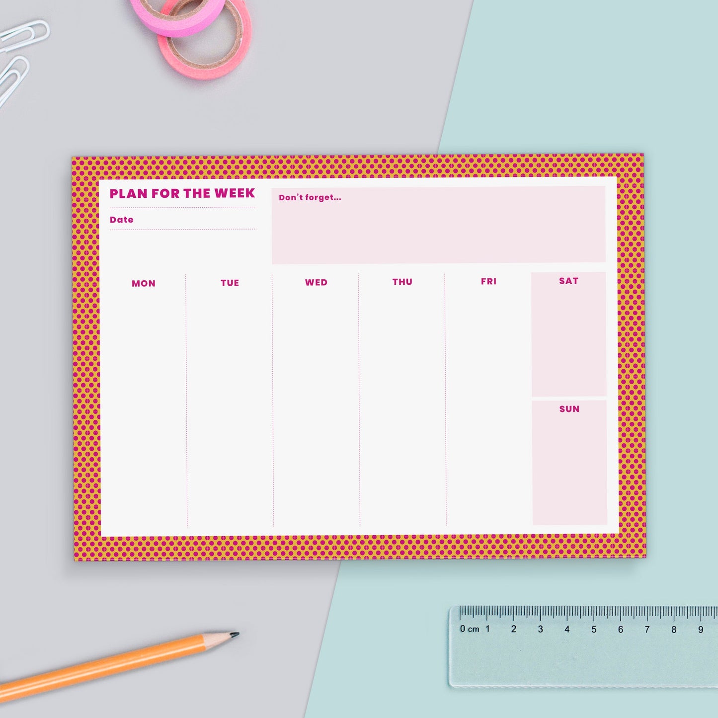 A5 Weekly Monochrome Stripe Planner | 50 Tear Off Pages