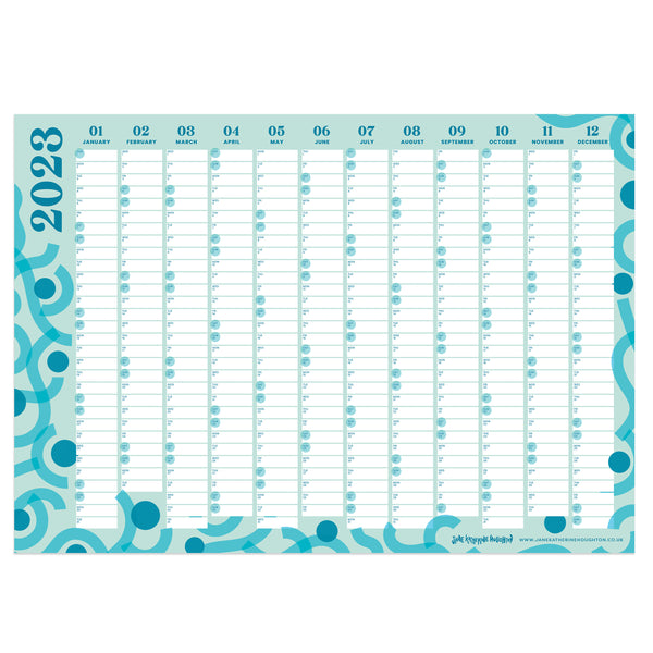 2023 Wall Calendar Year Planner Teal Geometric - FREE Delivery