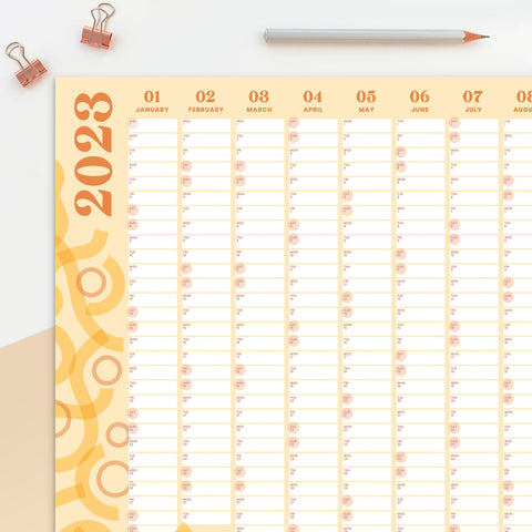 2023 Wall Calendar Year Planner Terracotta Geometric - FREE Delivery