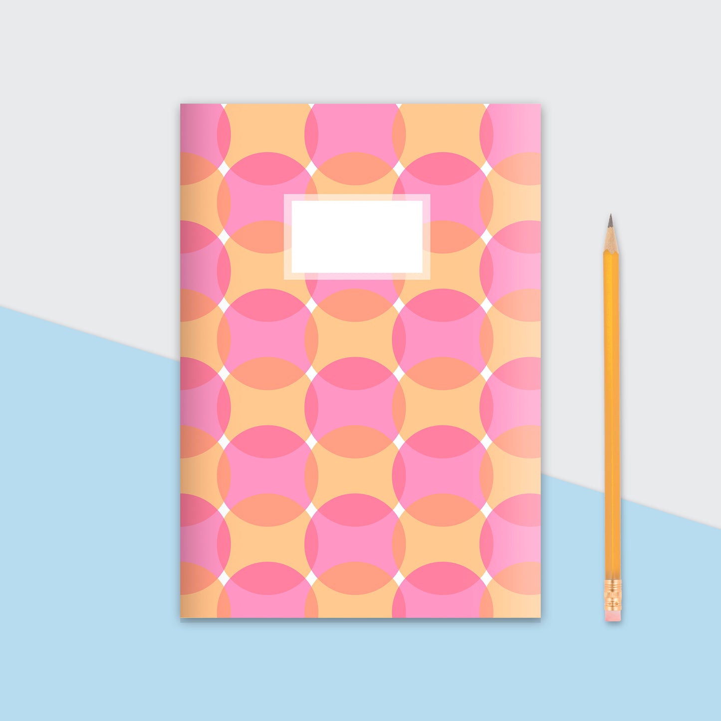 Retro Circles Pattern Orange & Pink Notebook | Plain Pages