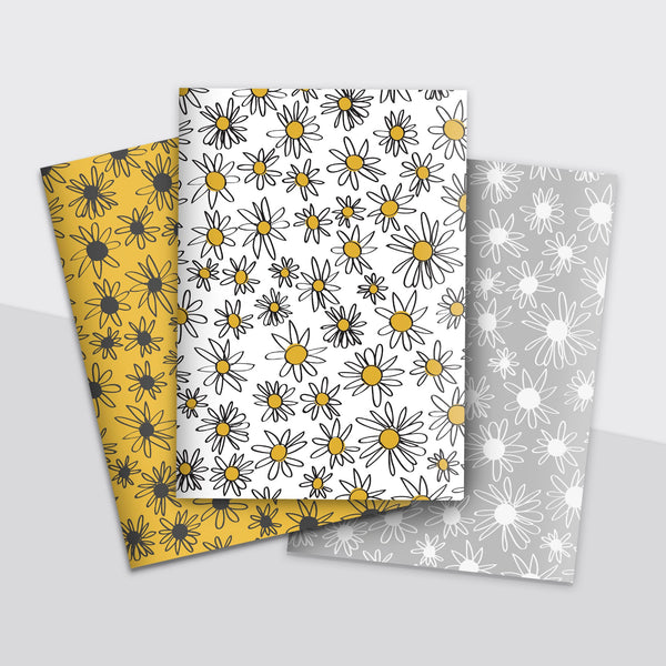Grey Daisies Notebook | Plain Pages