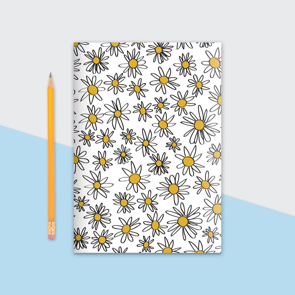 Yellow & Black Daisies Notebook | Plain Pages