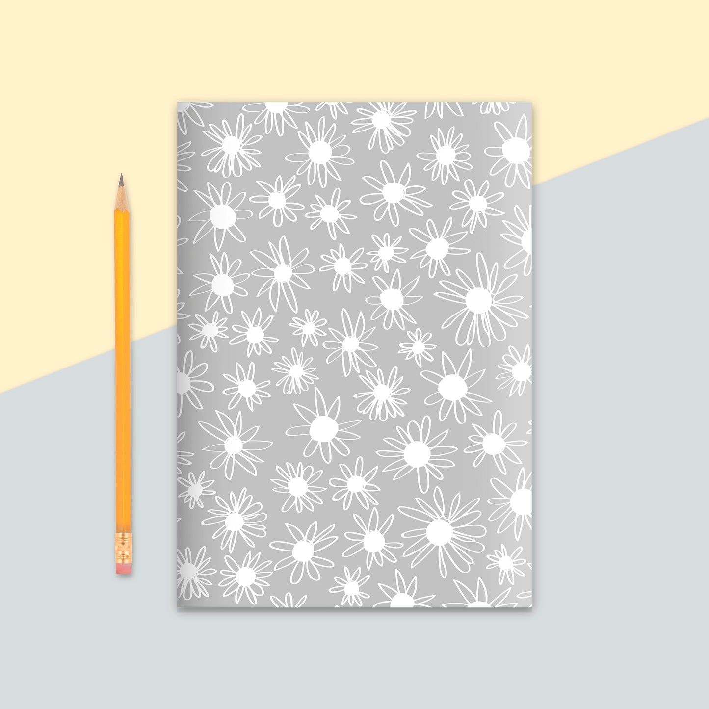 Grey Daisies Notebook | Plain Pages