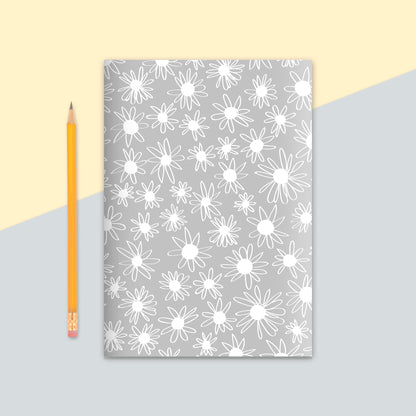 Grey Daisies Notebook | Plain Pages