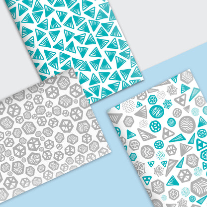 Geometric Pattern Grey Notebook | Plain Pages