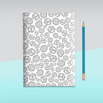 Geometric Pattern Grey & Turquoise Notebook | Plain Pages