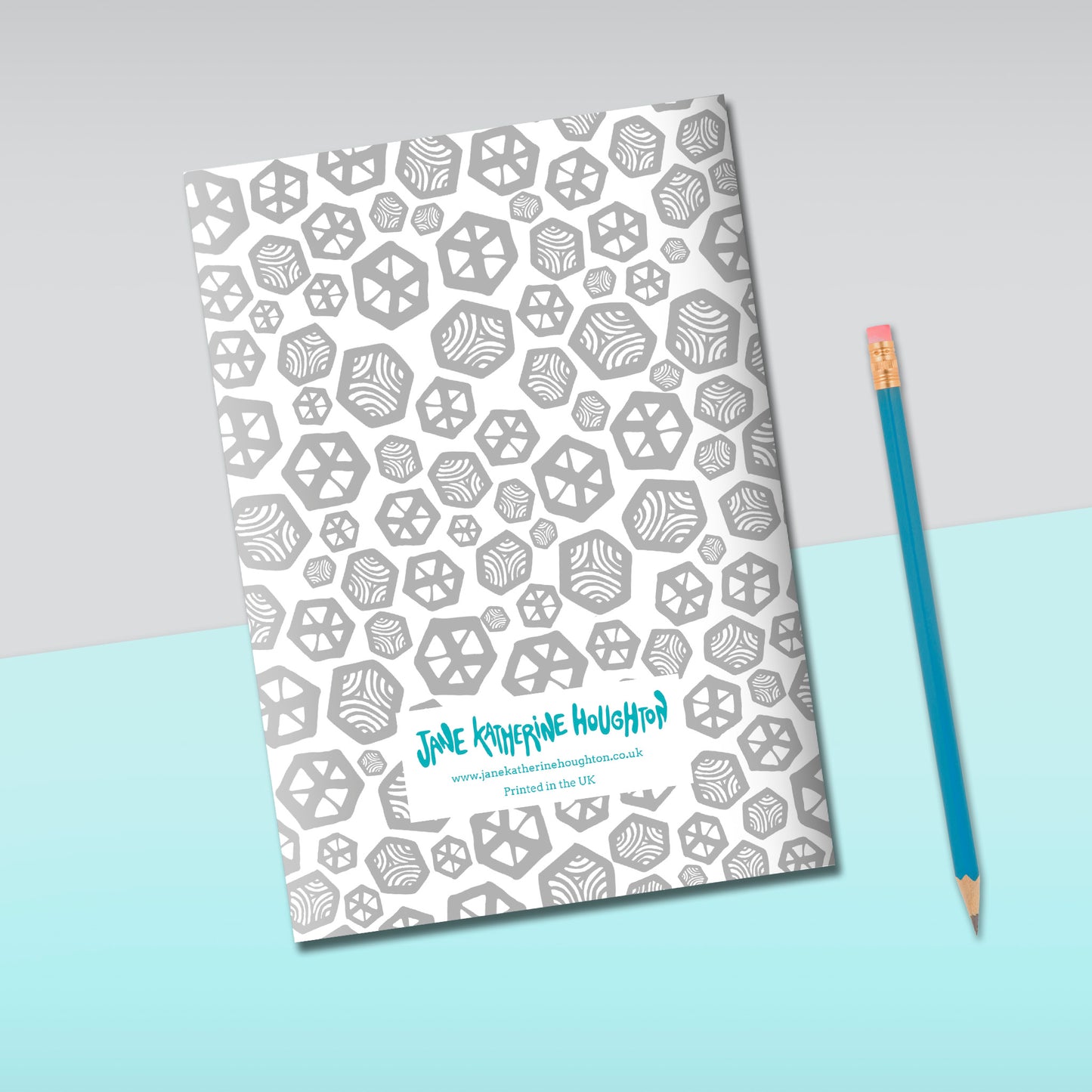 Geometric Pattern Grey Notebook | Plain Pages