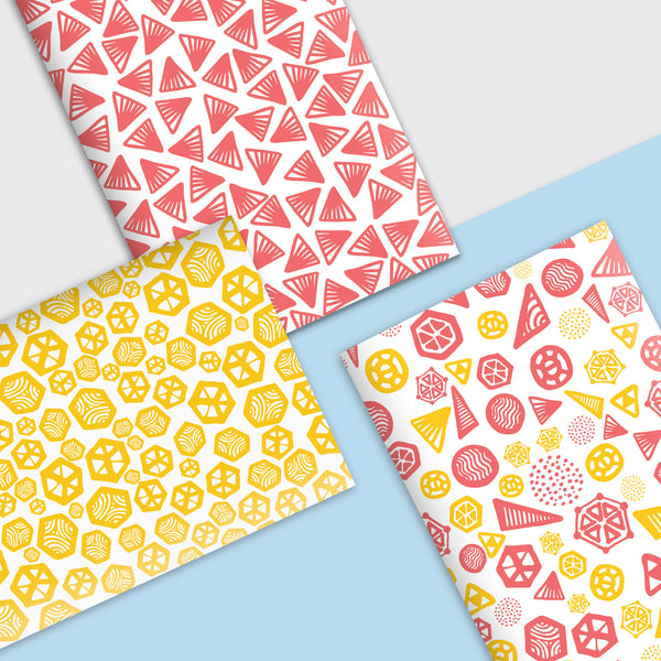 Geometric Pattern Red & Yellow Notebook | Plain Pages
