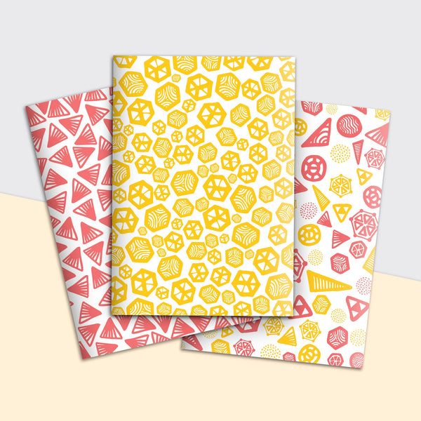 Geometric Pattern Bright Yellow Notebook | Plain Pages