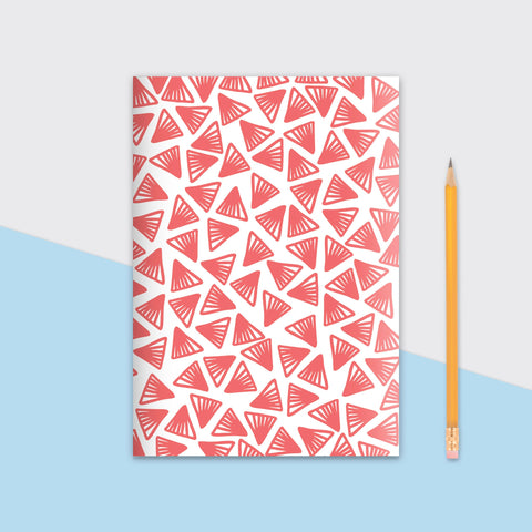 Triangular Pattern Red Notebook | Plain Pages