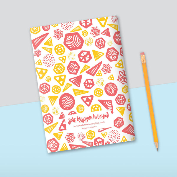 Geometric Pattern Bright Yellow Notebook | Plain Pages