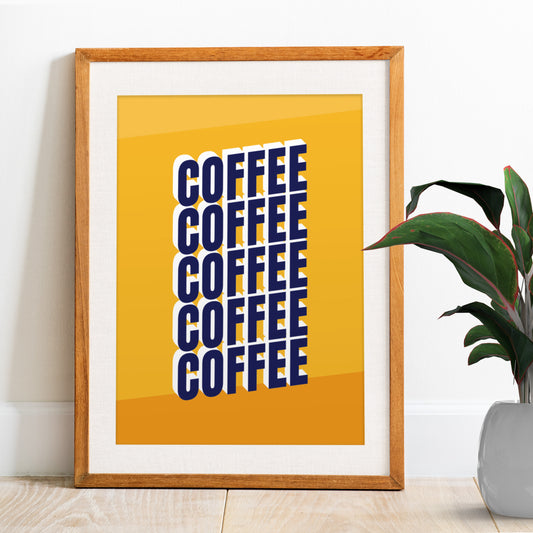 Coffee Coffee Coffee Repeat Retro Print