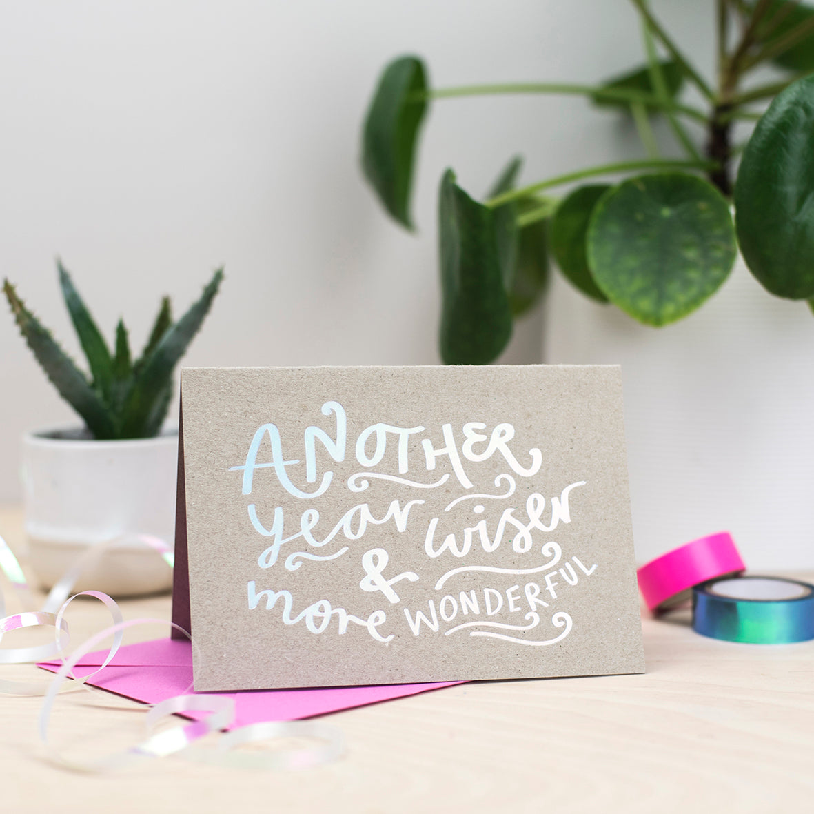 Wiser & More Wonderful Birthday Holographic Foil Card